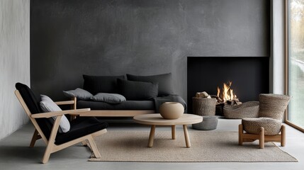 Cozy Dark Living Room Interior Design 