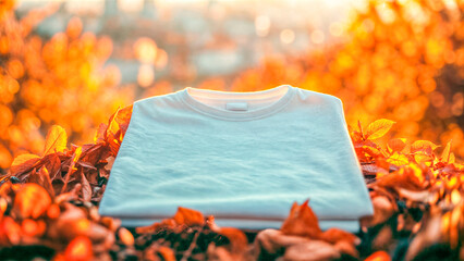 Empty White Objects Mockups with Fall - Autumn Environment - Logo and Graphics Placement