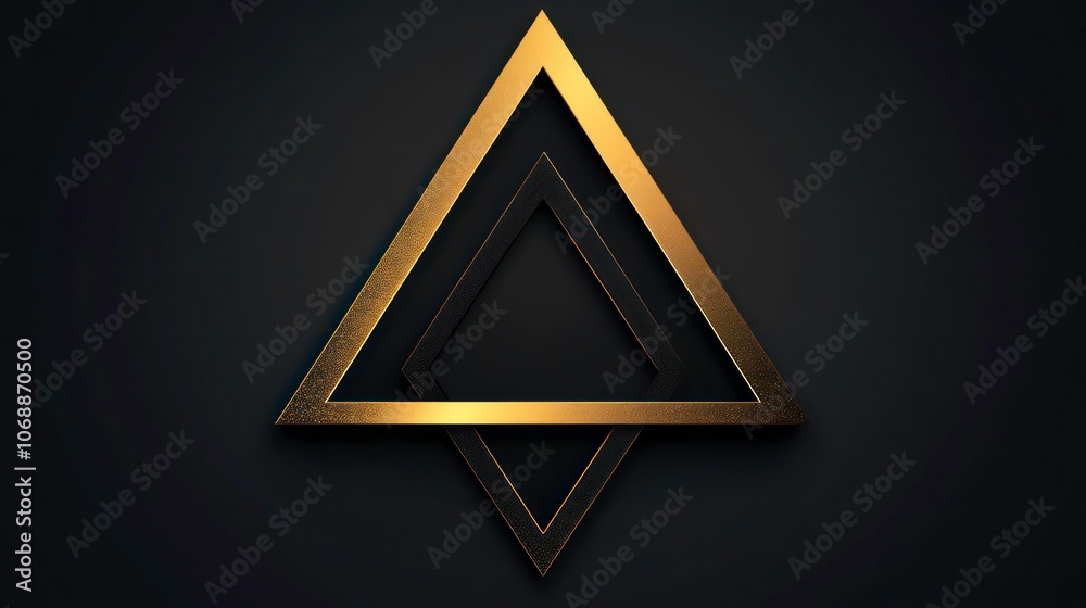 Poster a black and gold triangle overlapping dimension on a dark background, styled in a modern manner, wit