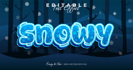Snowy text effect, 3d ice typography template graphic style