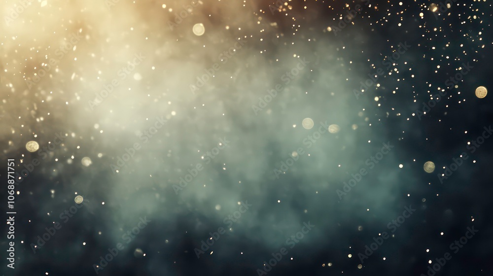 Poster a dreamy, ethereal background featuring golden particles and soft clouds.