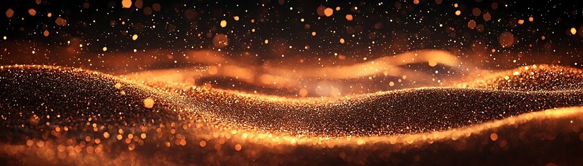 Shimmering Abstract Background with Golden Waves