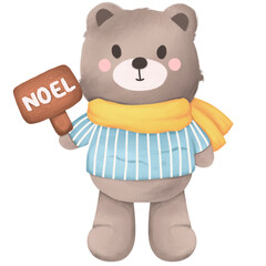 Teddy bear watercolor illustration 