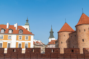 Fototapeta premium The Warsaw Barbican. historic fortifications. Old Town, City Center. Architecture.