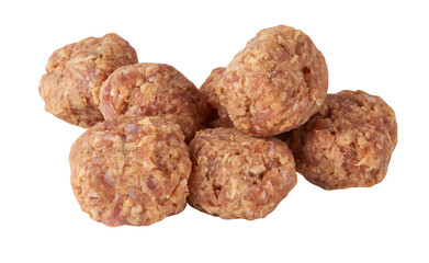 chicken ground beef, compressed into round cubes cut out isolated transparent background