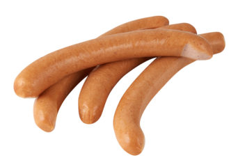 Fresh sausage sticks cut out isolated transparent background