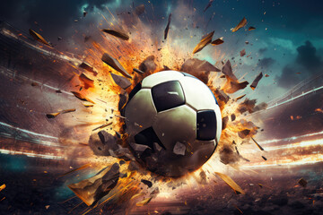 Fototapeta premium Soccer Explosion: The Game's Breaking Point