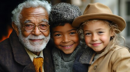 Family members reading together by a fireplace, National Read Across America Day, cozy atmosphere