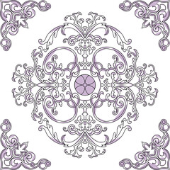 Sketch vector illustration silhouette design drawing decorative ornament classical vintage ethnic mandala rosette