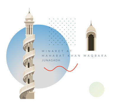 Mahabat Khan Maqbara - Junagadh - Gujrat - Stock Illustration