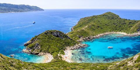Porto Timoni beach with turquoise sea panorama on Corfu island in Greece © Markus Mainka
