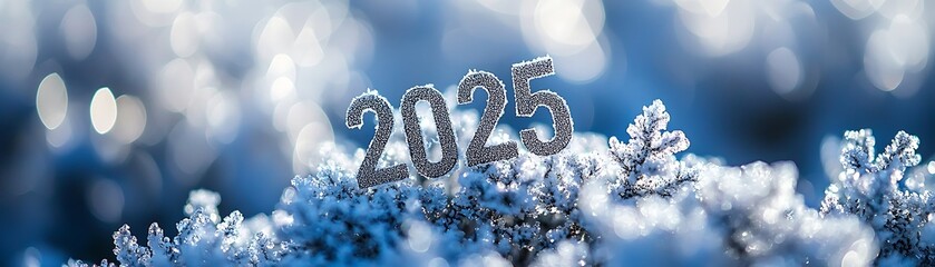 Winter Scene with Snow and New Year 2025