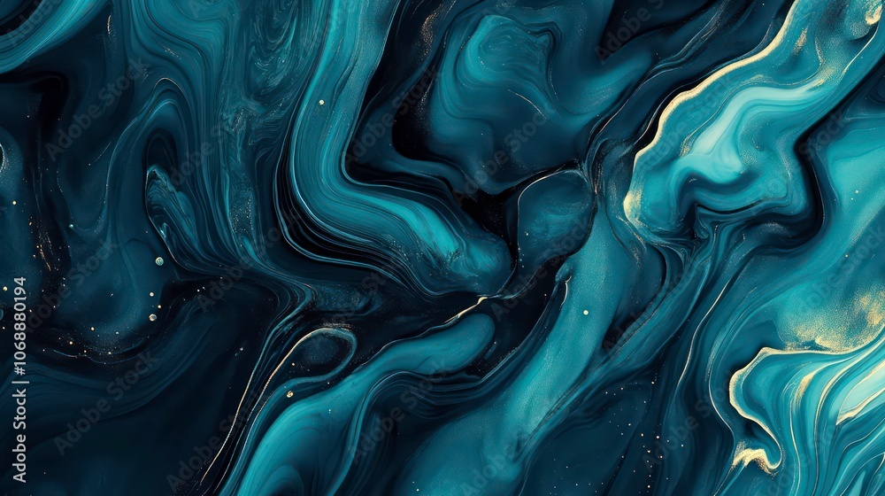Aufkleber Abstract swirling patterns in dark tones with hints of gold, creating a fluid artistic effect.
