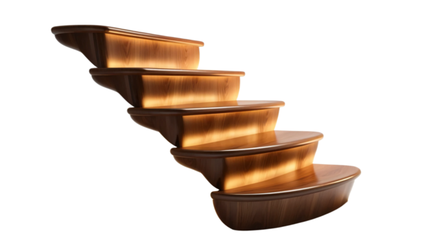Wooden steps isolated on transparent background