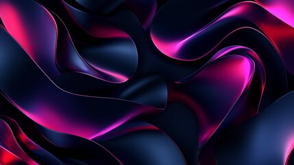 Fototapeta premium Abstract dark blue and pink digital 3D render of wavy shapes with lighting, high gloss, and reflective surface. Use for background, web design, tech, or art concepts.