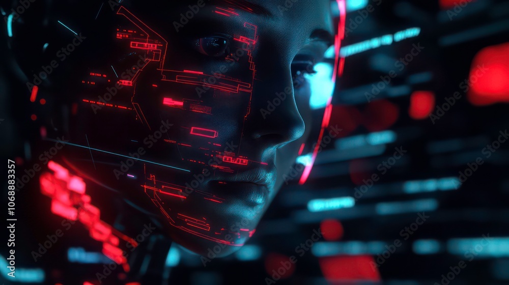Poster A futuristic AI coding agent concept which incorporates digital code, stocks, and tech innovation.
