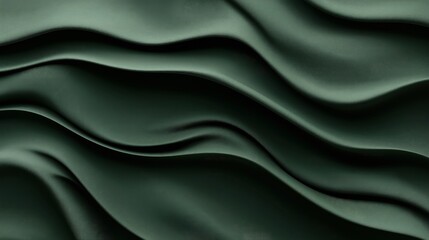 Obraz premium Abstract image of dark green silky fabric with smooth, flowing waves and highlights, creating a sense of texture and movement in the material.