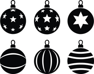 Collection of Christmas ball silhouette, Christmas ball, Christmas ball icon vector, Christmas bauble vector illustration