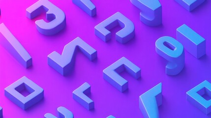 Fototapeta premium 3D Letters and Numbers on Purple Background