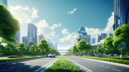 Obraz premium Green Cityscape: Sustainable Urban Living
