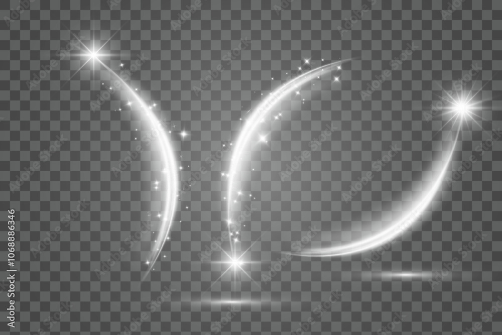 Poster vector light effects. a set of white sparkles on a transparent background. transparent sunlight.