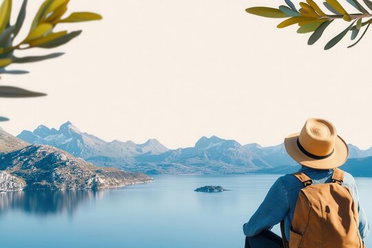 Travel blog template with blank photo space, ideal for scenic overlays, travel graphic space, wanderlust feed