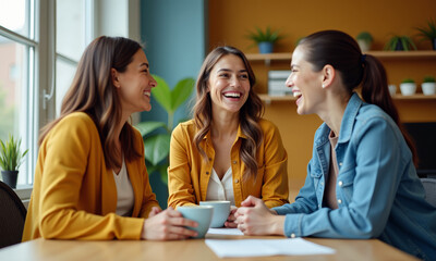 Happy Women Enjoying Coffee Together