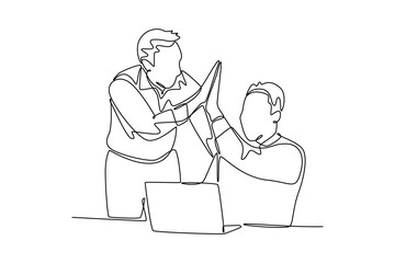 Human Resources concept. Single line draw design vector graphic illustration.