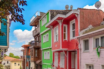 Colorful wooden houses on the streets of Kariye.