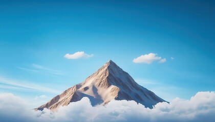 Mountain peak with blank sign for text overlay, travel graphic, epic vistas