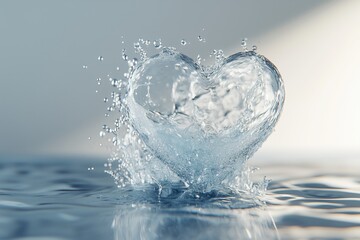 Water splash shaped as a heart, symbolizing love and fluidity