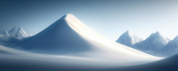 Snowcovered mountain with blank sky for winter quotes, winter placeholder, majestic peaks