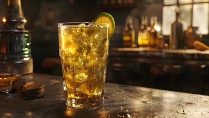 Refreshing and Cold Classic Lemonade with Ice: Summer Beverage Delight