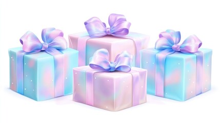 Colorful gift boxes with pastel ribbons for celebration and discount promotions