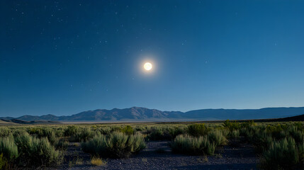Beautiful sunset over the calm lake, reflecting the colorful sky and distant mountains