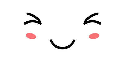 Happy Cute Kawaii Face Icon. Kawaii color cute face expression emoticon. Japanese kawaii emoji