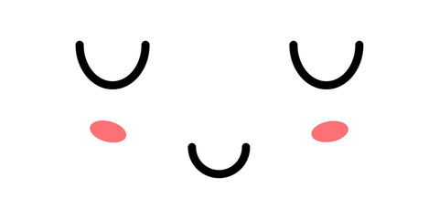 Peaceful Cute Kawaii Face Icon. Kawaii color cute face expression emoticon. Japanese kawaii emoji