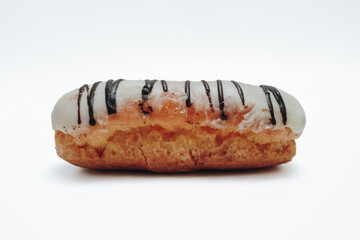 Eclairs glazed. Chocolate eclairs isolated on white background