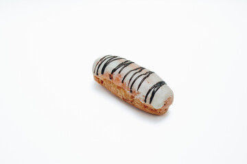 Eclairs glazed. Chocolate eclairs isolated on white background
