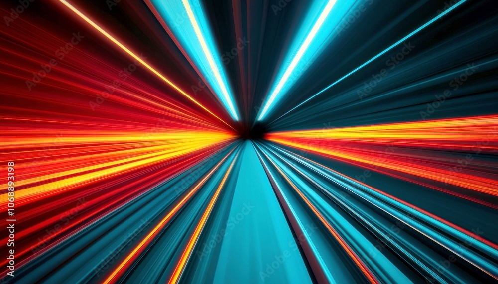 Leinwandbilder a dynamic explosion of vibrant colors in blue and red, creating the illusion of speed and movement t