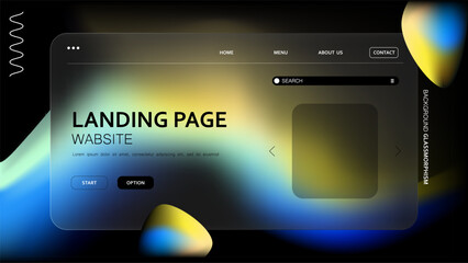 Background abstract gradient design featuring a glassmorphism effect for a website landing page template