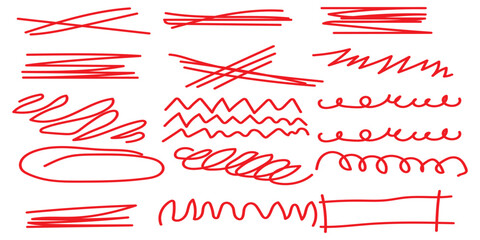 A set of hand lettering with a brush, emphasizing, strikethrough lines and ovals . Ornate swirls, decorative dividers. Underline stroke. Pencil or pen drawn lines. Vector collection of design elements