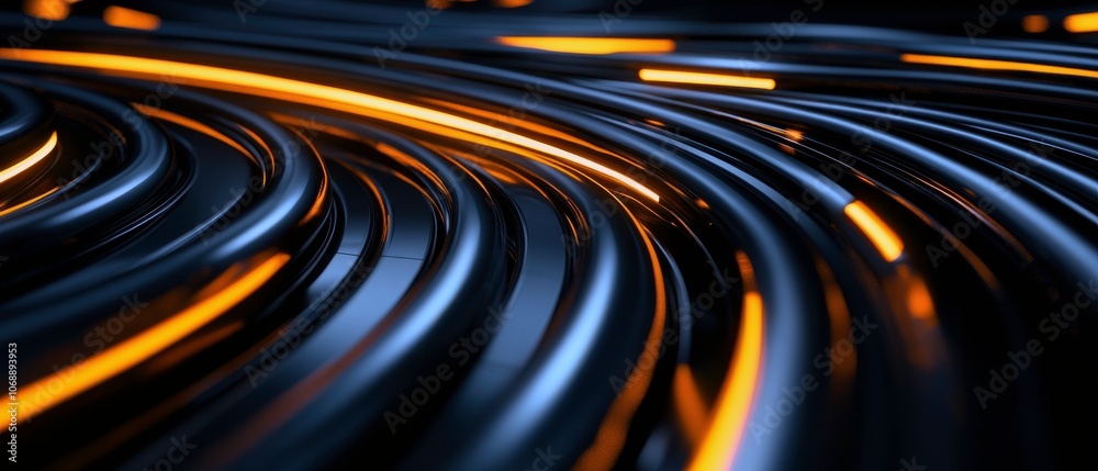 Leinwandbilder a swirling pattern of dark cables illuminated by vibrant orange light, creating a dynamic and modern
