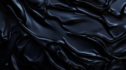 Obraz premium Abstract black liquid background with a wavy pattern.