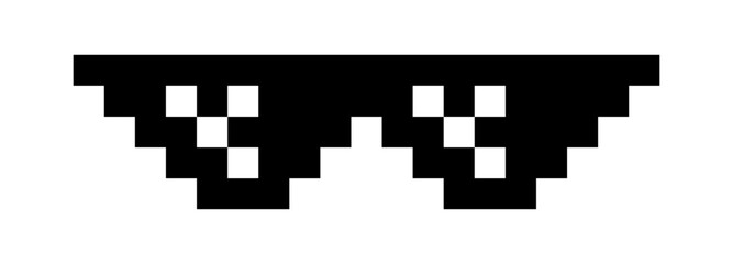 pixel glasses meme icon, glasses thug life, black sunglasses fashion, silhouette pixel glasses, spectacles symbol