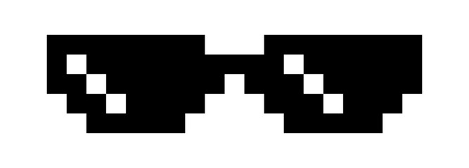 pixel glasses meme icon, glasses thug life, black sunglasses fashion, silhouette pixel glasses, spectacles symbol