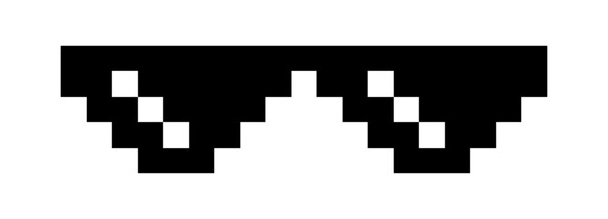 pixel glasses meme icon, glasses thug life, black sunglasses fashion, silhouette pixel glasses, spectacles symbol
