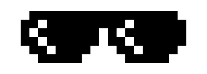 pixel glasses meme icon, glasses thug life, black sunglasses fashion, silhouette pixel glasses, spectacles symbol