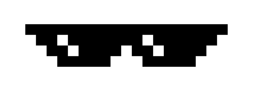 pixel glasses meme icon, glasses thug life, black sunglasses fashion, silhouette pixel glasses, spectacles symbol