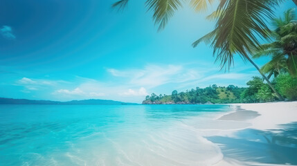 Fototapeta premium Tranquil Tropical Beach Paradise under Clear Blue Sky